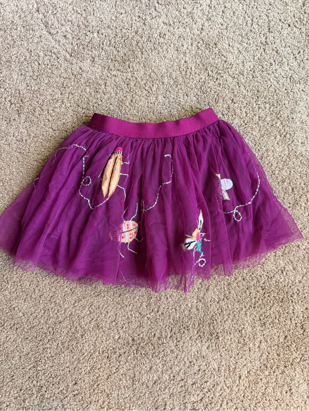 Piccolina Pink Tulle Bug Appliqué Skirt
